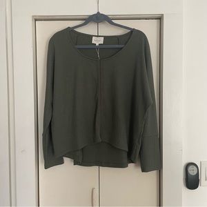 Bohme Textured Scoop Neck Top Green Sage